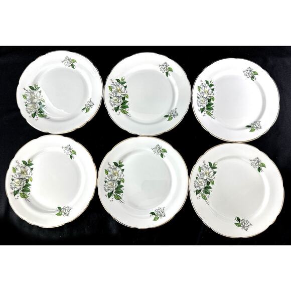 Vtg Royal Kent Staffordshire Bone China Salad Plates Set Of 6 Camilla Pattern - Picture 1 of 5